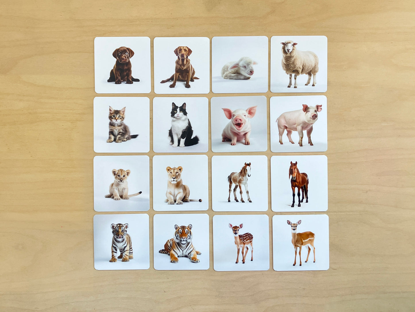 Montessori mama and baby animals pairs, one of two