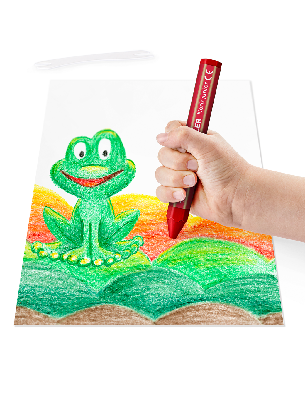 Wax crayons, staedtler noris junior 224, in use by a child