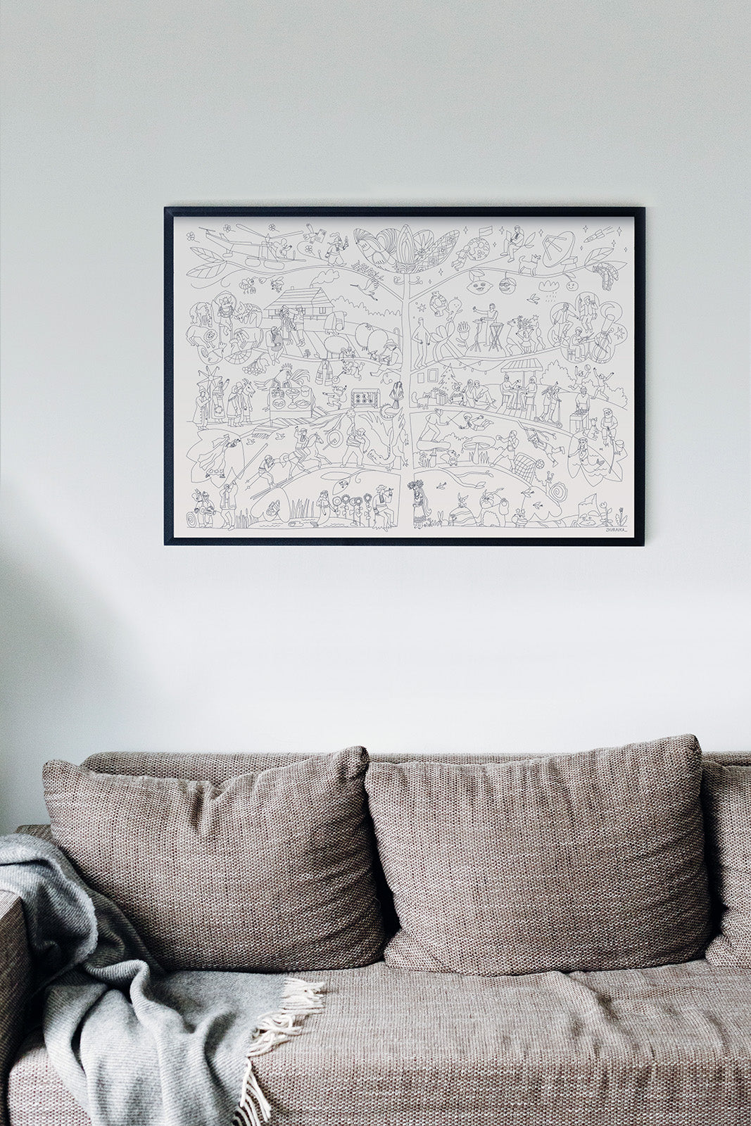 XXL Ukrainian culture coloring poster, ISBN 9789934899331, sustainable, plastic free, responsible, framed on a wall, home decor