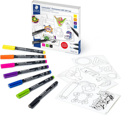 Sticker DIY Set Lumocolor with 7 permanent markers, product overview