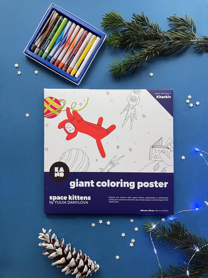 XXL coloring poster, sustainable, plastic free, responsible, with staedtler aquarelle crayons