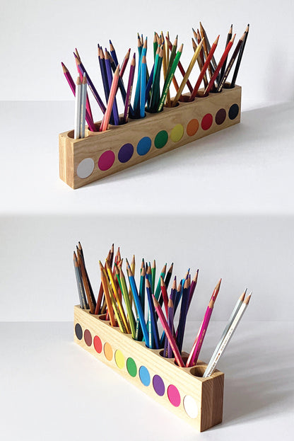 Doublesided montessori pencil holder, 2 images