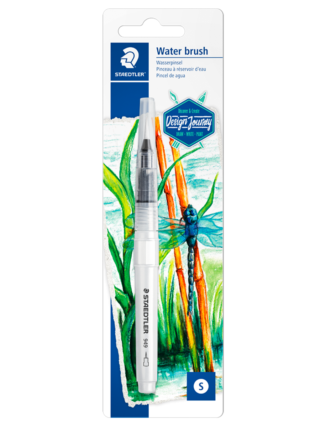 Water brush for aquarelle, staedtler 949, blister pack front view