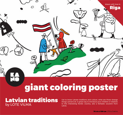XXL giant coloring poster Latvian traditions, isbn 978-9934-8993-1-7,  view of front of packaging