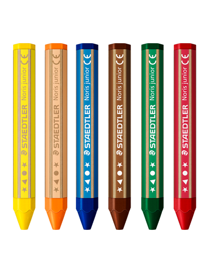 Wax crayons, staedtler noris junior 224, crayons presentation top view individual