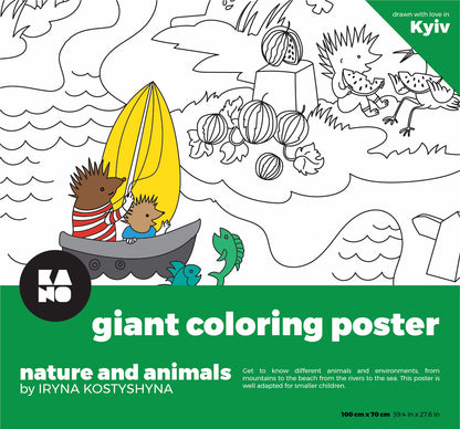 XXL Nature and animals coloring poster by Irina Kostyshina, ISBN 9789934899324, poster box from front view