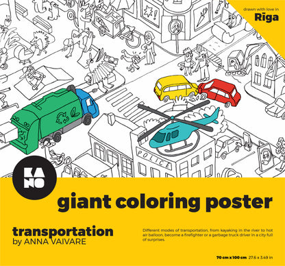 XXL coloring poster Transportation by Anna Vaivare, ISBN:9789934899355, view of front of box