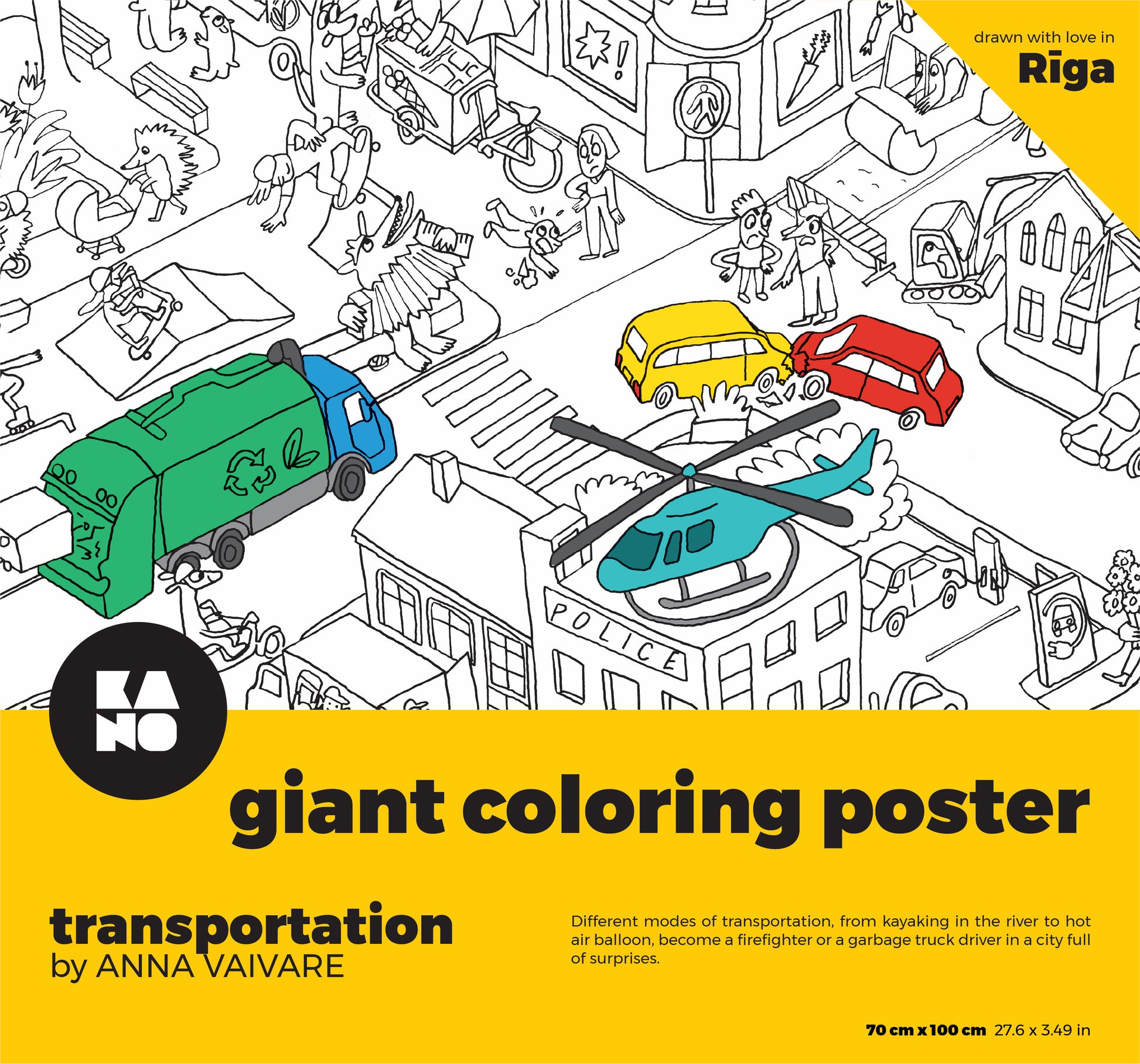 XXL coloring poster Transportation by Anna Vaivare, ISBN:9789934899355, view of front of box